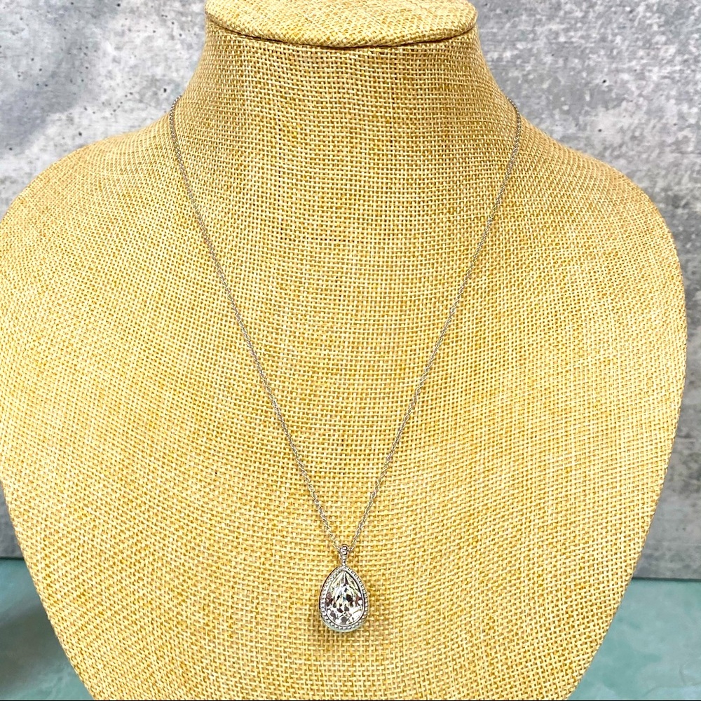 Swarovski large clear teardrop pendant necklace